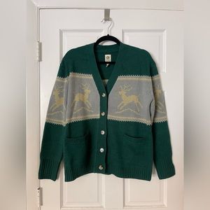 Anthropology “Tiny” Reindeer Knit Cardigan